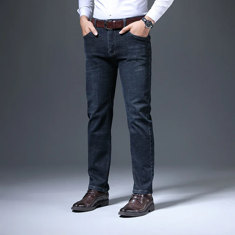 2022 New Young and Middle-aged Men's Jeans Men's Business Casual Pants Men's Fashion Straight Tube Thickened Korean Men's Pants