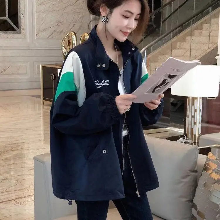 

Sports Jacket Jacket Women's 2022 Spring And Autumn New Korean Version Loose Color Matching Baseball Suit Trend