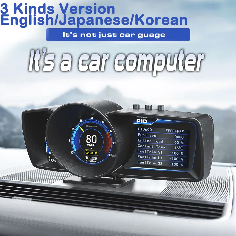 3 Versions Car Large Screen Head Up Display Dashboard Computer Turbo Boost Alarm Hud OBD2+GPS Smart Speedometer Auto Scanner |