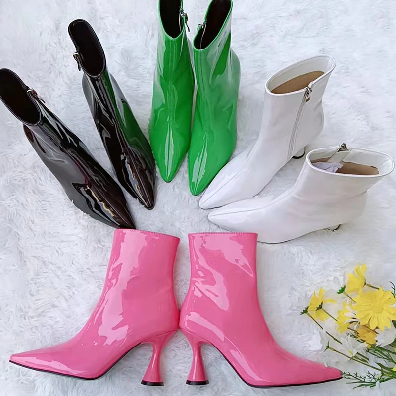

2022 Party Modern Zippers Ladies WESTERN Boots Pointed Toe Casual Outdoor Female Heels Shoes Strange Style Women Ankle Boots