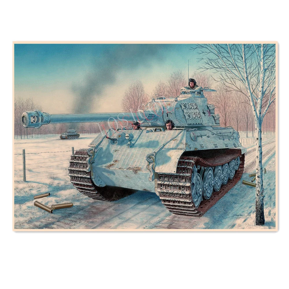 

German Royal Tiger Tank Vintage Kraft Paper Posters & Prints WW II Panzer Armored Picture Wall Art Painting Military Wall Chart