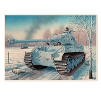 german royal tiger tank vintage kraft paper posters prints ww ii panzer armored picture wall art painting military wall chart