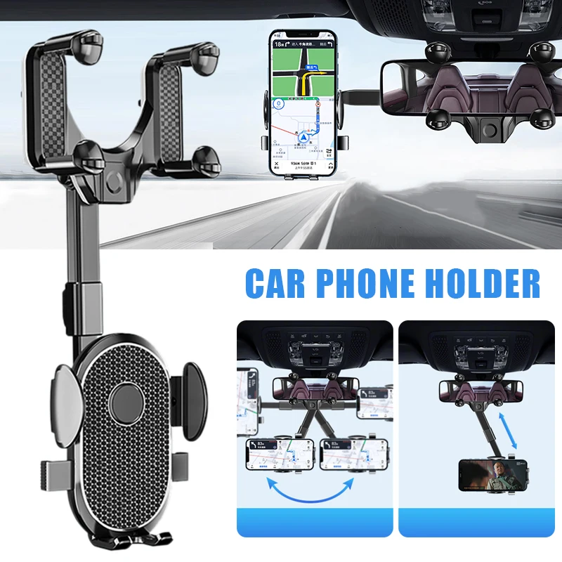 

New 360 Degrees Car Rearview Mirror Mobile Phone Holder AR Navigation Multi-function Convenient to Use Durable in Use Brand New