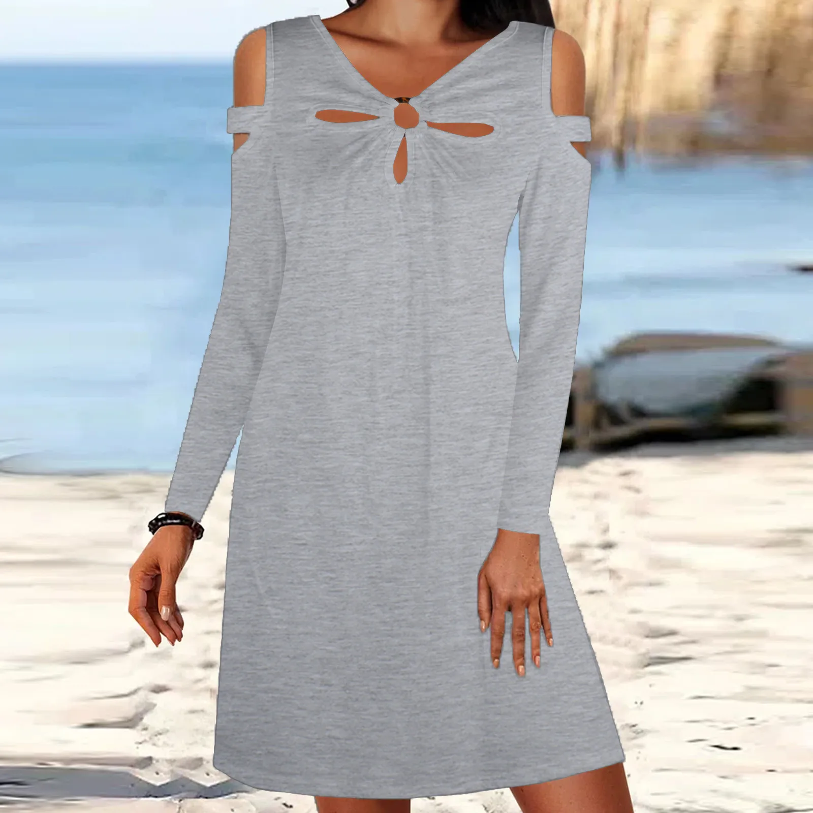 

Womens Fashion V Floral Print Graceful Chiffon Prom Dress for Women Casual Long Summer Dresses for Women Dress for Women 50s