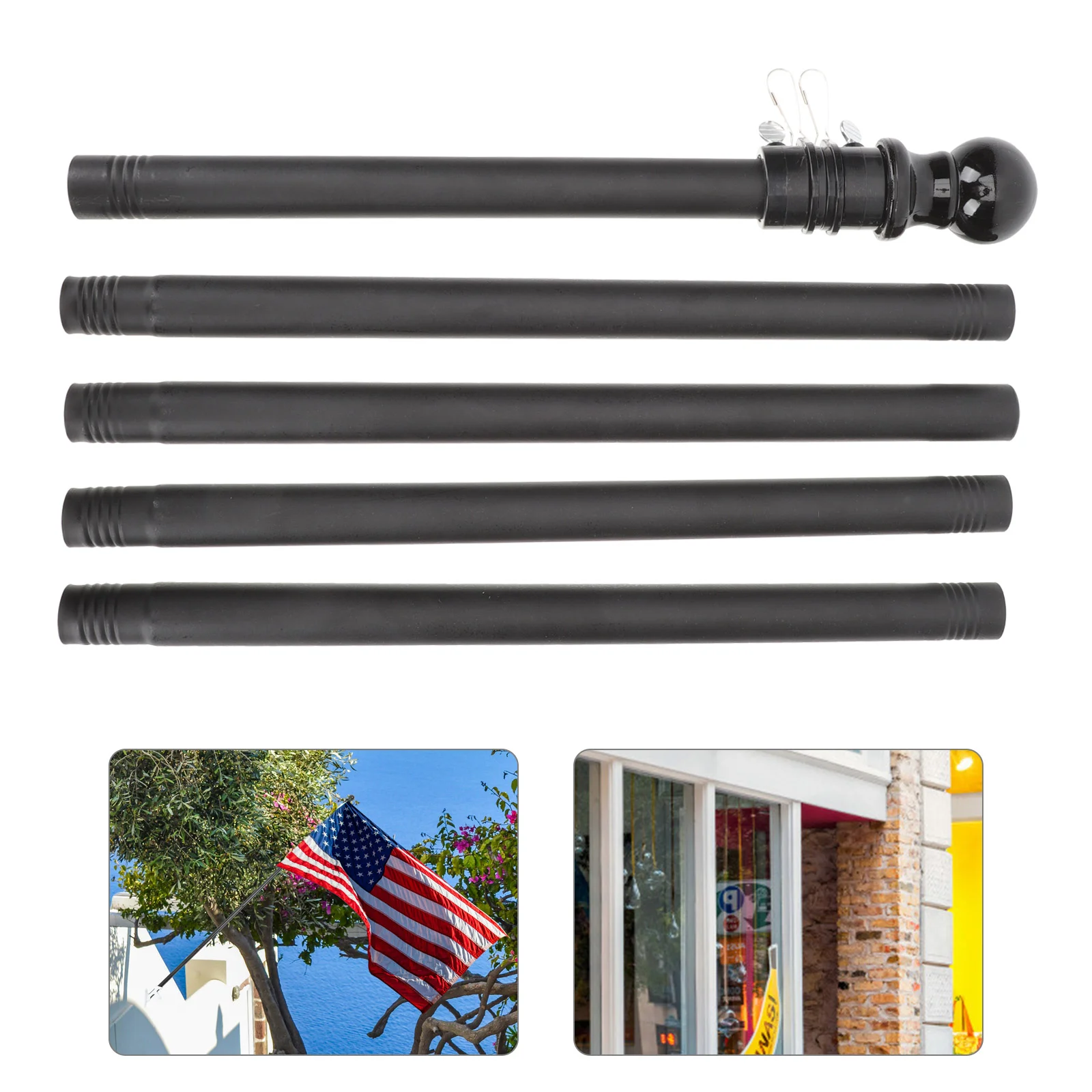 

Flag Pole Kit Flagpole Householder Wall Mount Stand Bracket Metal Garden Porch Yard Residential American Telescoping Commercial