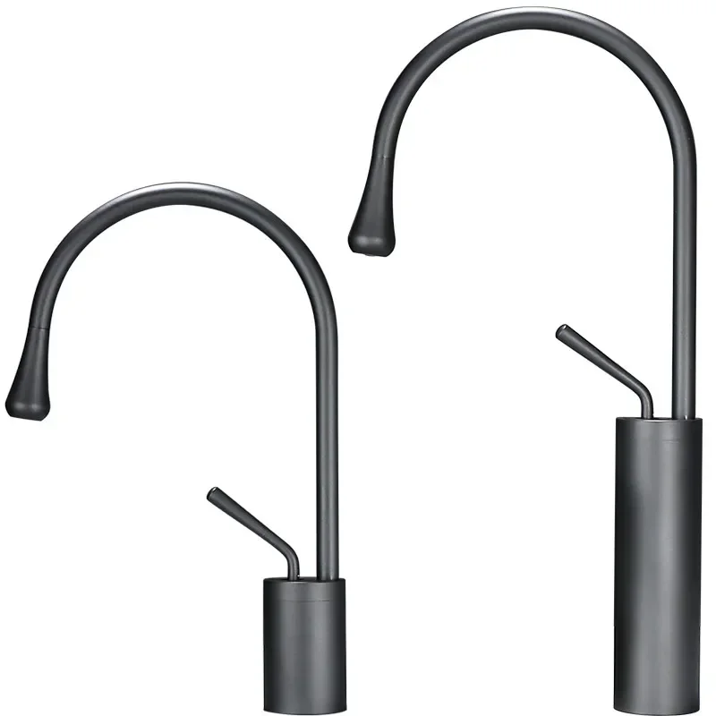 Матовый Золотой смеситель для ванной комнаты раковины горячая и холодная черная