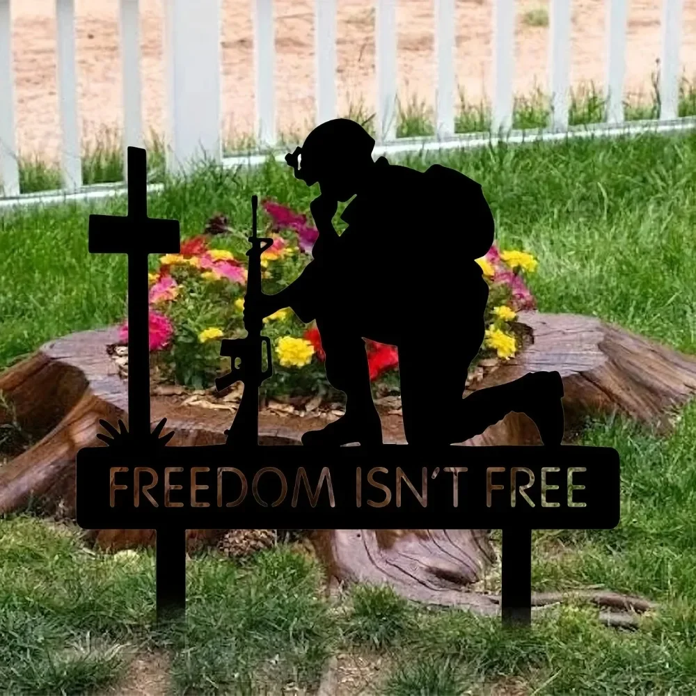 The Freedom Is Not Free Yard стойки военный Железный силуэт памяти для павших солдат