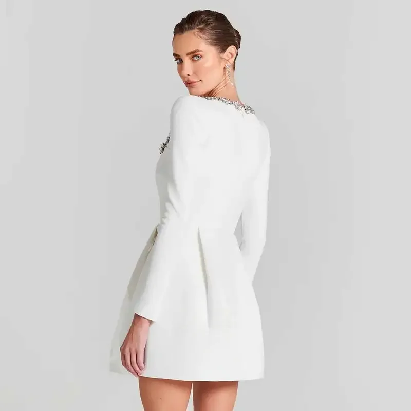 Dress Luxury Birthday Evening Knee Length Full Sleeves Summer Elegant Wedding Party Gowns For Women Arab 2024customized