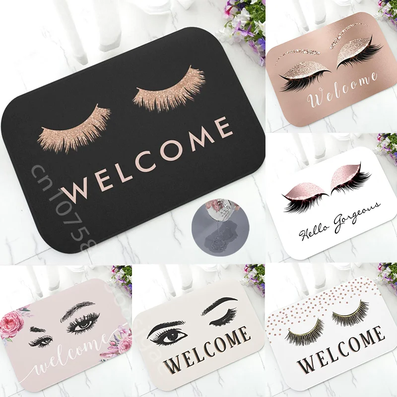 

Rose Gold EyeLash Super Absorbent Welcome Mat Bedroom Hallway Entrance Floor Mats Carpet for Living Room Soft Anti-slip Area Rug