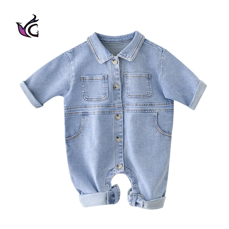 Yg Brand Children's Clothing 2022 Spring Baby Cowboy Cartoon One-piece Clothes Newborn Long Creeping Clothes Bag Fart Clothes