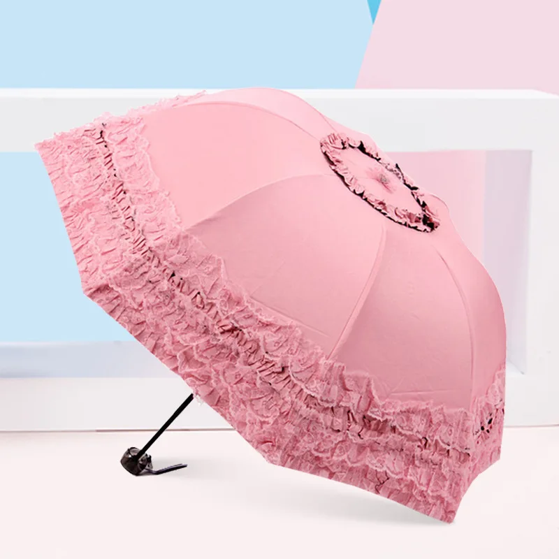 

Flower Lace Rain Umbrella Women Windproof UV Sun Protection Girl Lady Princess Wedding Parasol Female Travel Compact Sunshades