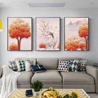 ruopoty pictures by number tree deer kits painting by number landscape diy frame modern drawing on canvas handpainted art gift