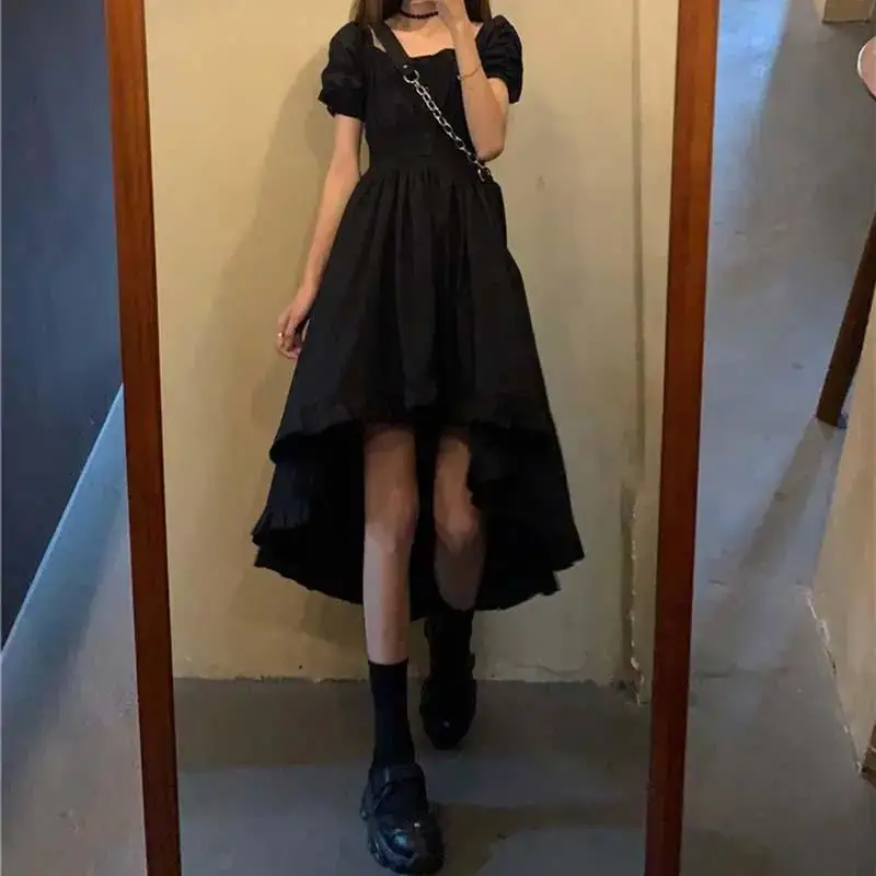 

Summer Black Vintage Long Dress for Women Girl Midi Dress 2022 Korean Fashion Fairycore Style Clothes Elegant Party Clothing