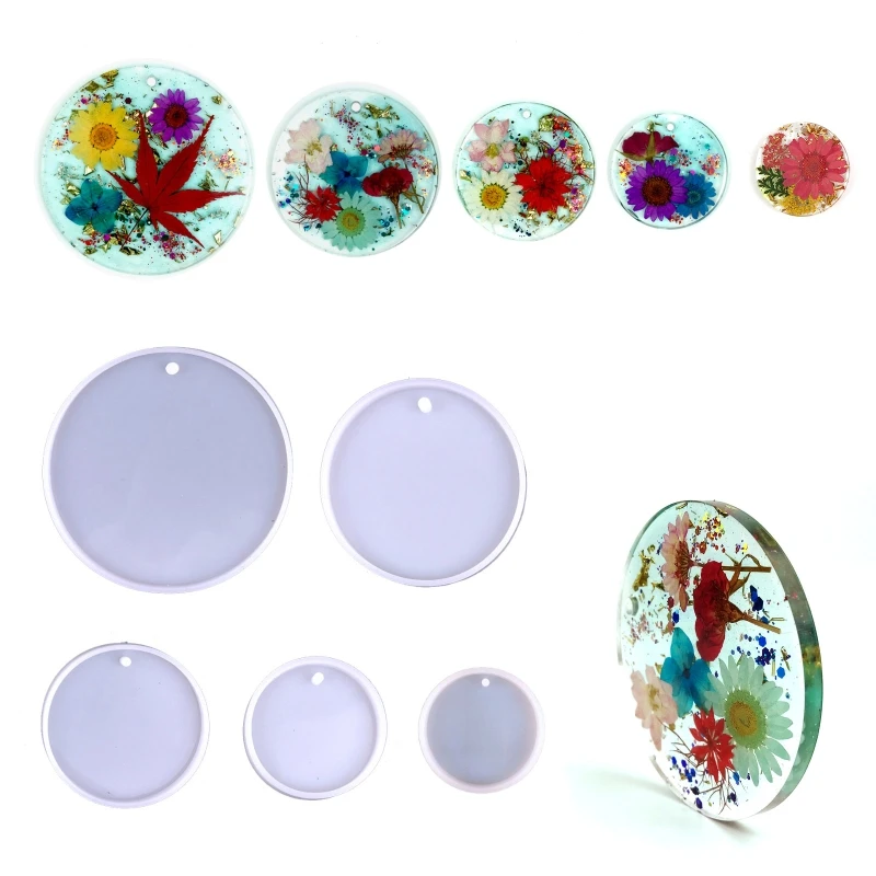 

Shiny Glossy Five Sizes Round Ornaments Silicone Epoxy Resin Mold DIY Keychain Pendant Jewelry for Valentine Gift