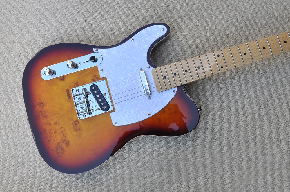 Электрическая гитара Sunburst с левой рукой 6 струн кленовым грифом 22 Лада по