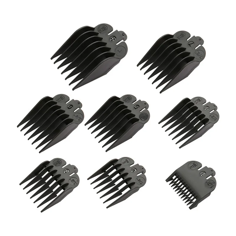 

New Hot 8 PCS Universal Hair Clipper Limit Comb Guide With Box Attachment Size Barber Replacement Hairbrush Hairdressing Tools