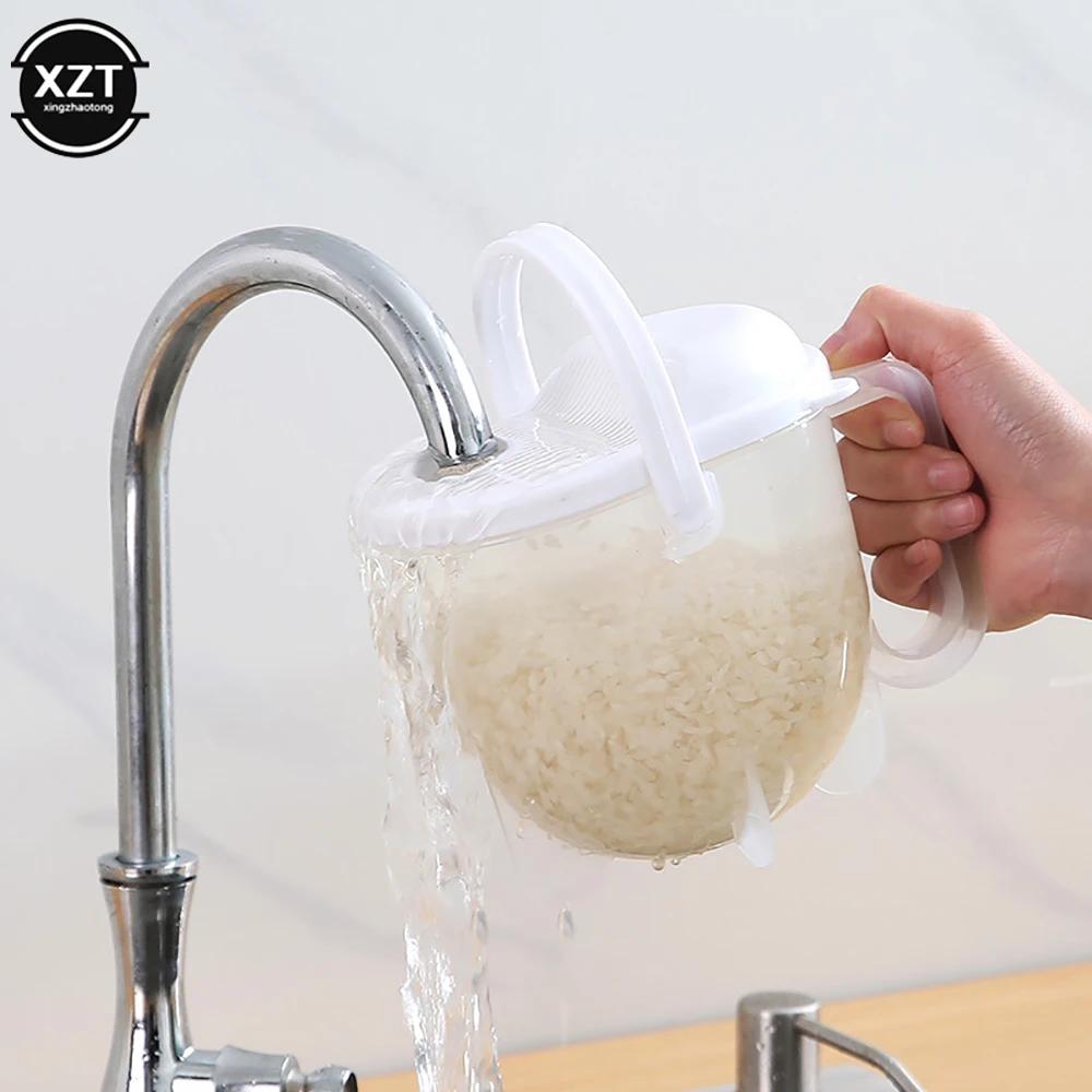 1PCS Hot Sales Plastic Washing Rice Bean Sieve Hands-free Kitchen Quick Rice Cleaning Tool Portable Machine Washing Rice Sieve