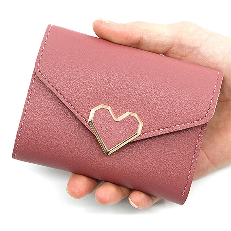 

Кошелек женский из искусственной кожи, короткий, компактный, с петлей в виде сердца