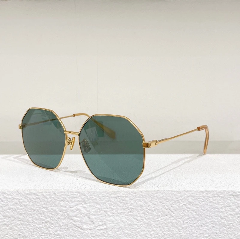 

Солнцезащитные очки в тонкой оправе для мужчин и женщин, золотистые и серебристые очки по рецепту, зеленые и серые линзы, 40175