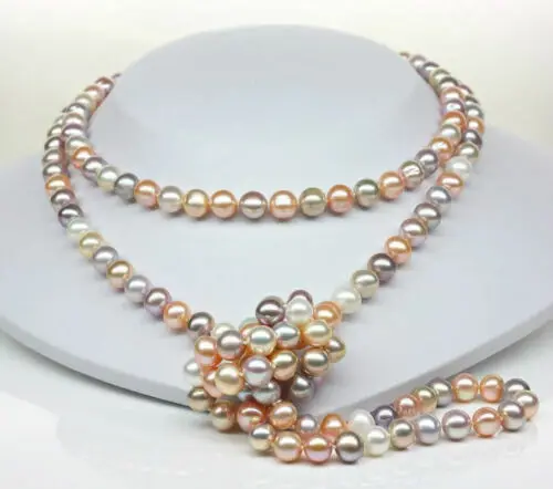 

classic 9-10mm south sea round multicolor pearl necklace 52inch