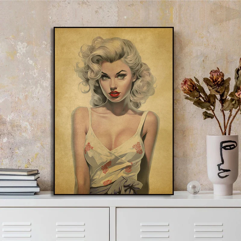 Винтажная мода Pinup Girl постер с принтом холста живопись художественные фотографии