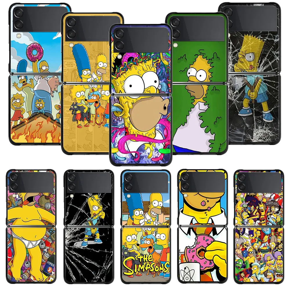 

Protection Capinha Phone Funda For Samsung Z Flip3 5G ZFlip3 ZFlip Flip Hard PC Simpson Cartoon