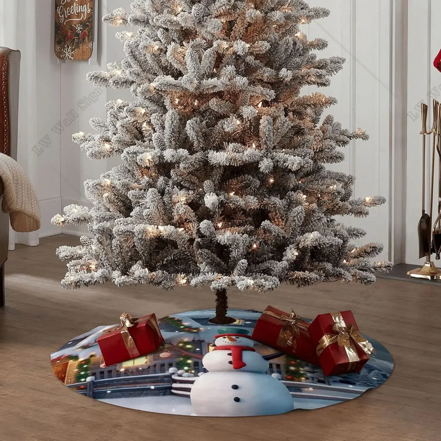 Снежные сцены Рождественский домик снеговик юбка на рождественскую елку шар