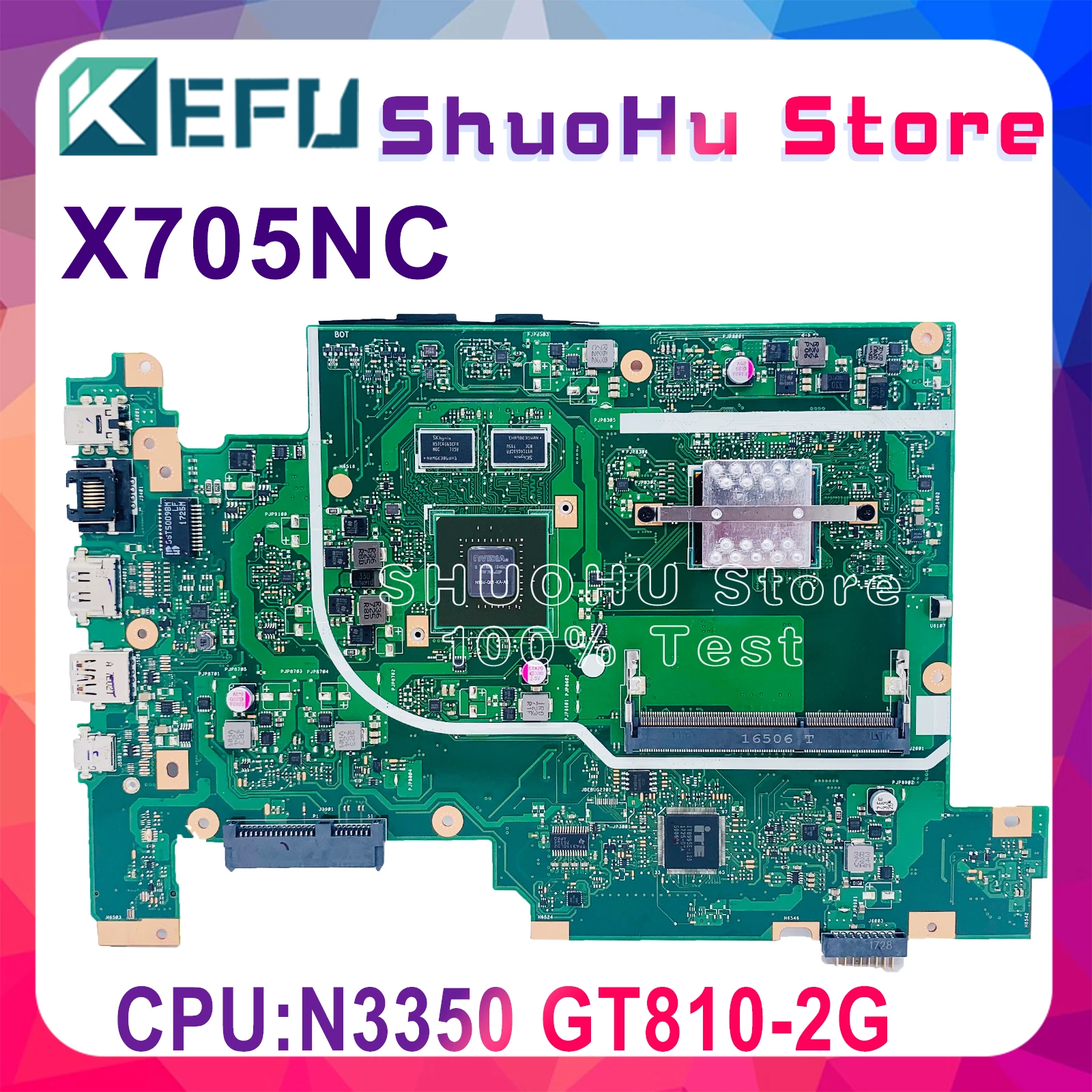 

X705NC Notebook Mainboard For ASUS Vivobook X705NA X705N Laptop Motherboard N3550 CPU GT810M-2GB GPU 100% Test Features Work