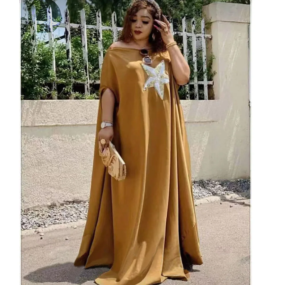 

Африканские платья для женщин, летнее Африканское платье с коротким рукавом, синее, розовое, желтое длинное платье из полиэстера, мусульманская абайя Дашики, африканская одежда