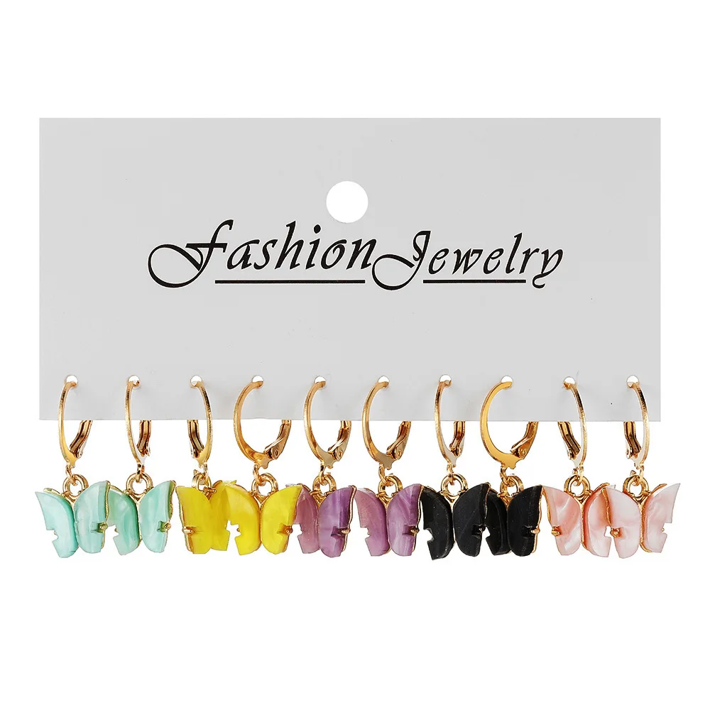 Earring Set Colorful Butterfly Creative Earrings Women's Fashion Combination Earrings Classic Multi Style Jewelry Women