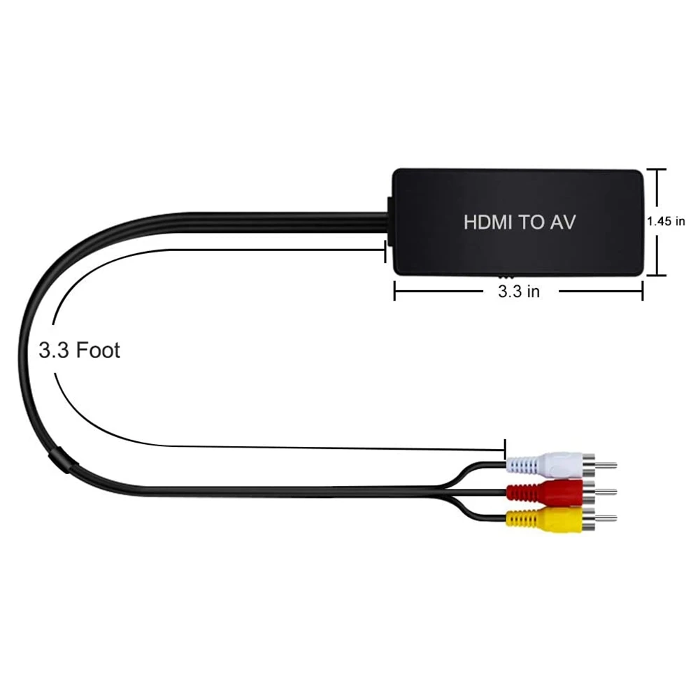 

HDMI-COMPatible to AV Converter Supports Pal/Ntsc Compatible Fire Stick, for Apple TV, DVD, Blu-Ray Player