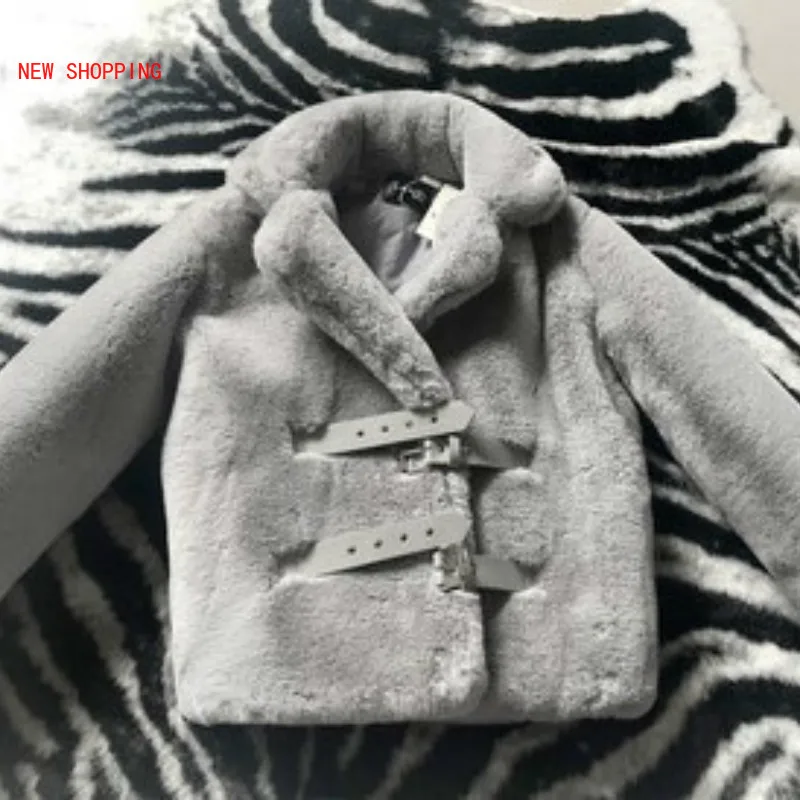 Luxurious Faux Fur Coat for Women Fashion Fluffy Rabbit Fur Jackets Overcoat Thick Warm Tops Female Artificial Sheepskin Coats