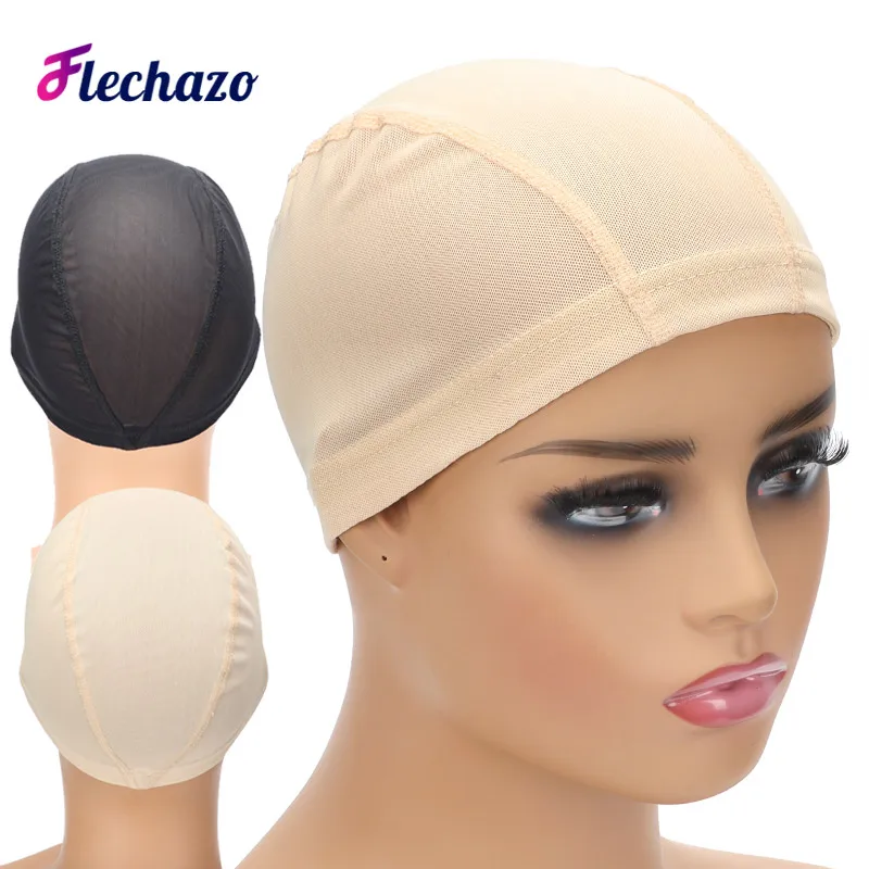 Large Medium Small 6PCS/Lot Nude Wig Making Cap Black Mesh Dome Caps For Wigs Stretch Breathable Spandex Dome Cap for Women