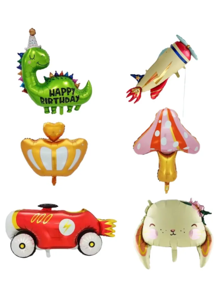 

50 шт. фольгированные воздушные шары в виде короны, кролика, гриба, самолета