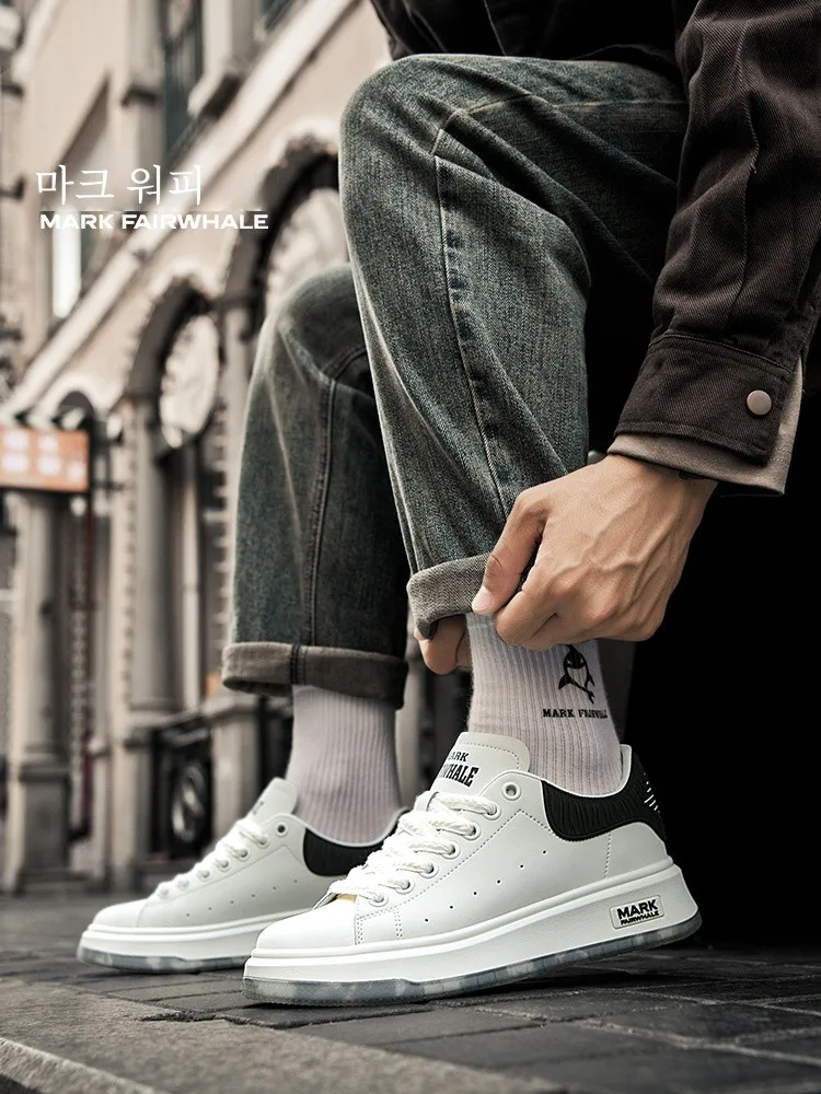 Белые туфли Mark Huafei новые кроссовки из натуральной кожи мужская обувь McQueen осень