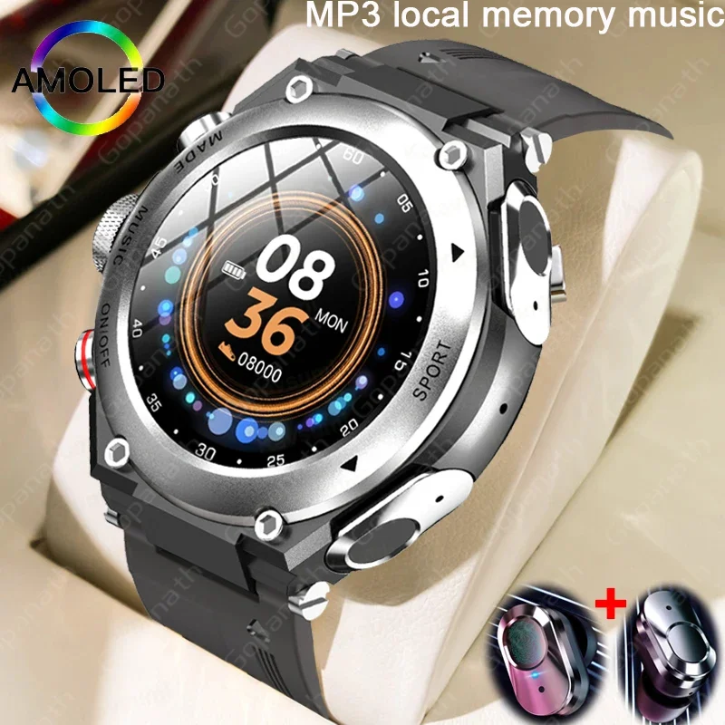 Новинка смарт-часы браслет 2 в 1 беспроводные наушники TWS локальная память 28 дюйма