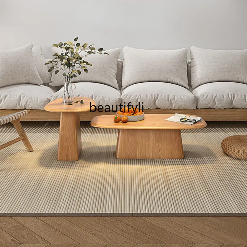 

yj Japanese-Style Solid Wood Tea Table Nordic Simple Special-Shaped Side Table Height Tea Table Combination