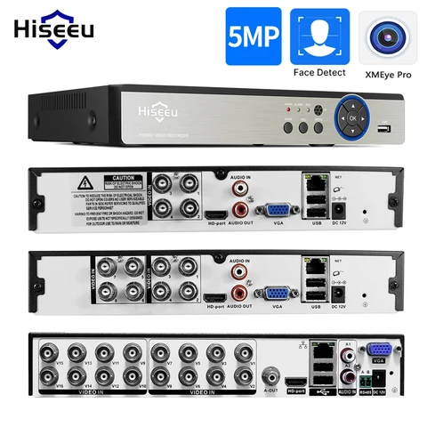 Hiseeu 16CH 8CH 5MP CCTV DVR 5 в 1 AHD TVI CVI IP камера 5MP 1080P 4CH цифровой видеорегистратор для систем видеонаблюдения Xmeye