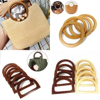 1pc round handcrafted nature wooden handbag handle replacement for diy making purse shoulder bag circle handle bags accessories