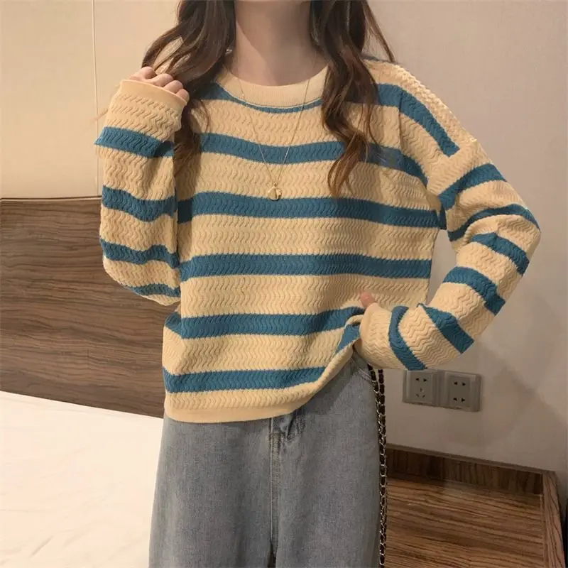 

Striped Sweater Women Korean Style Pullovers Pull Femme Long Sleeve Top Knitwears Jumpers Knit Winter Clothes New Fashion 2023