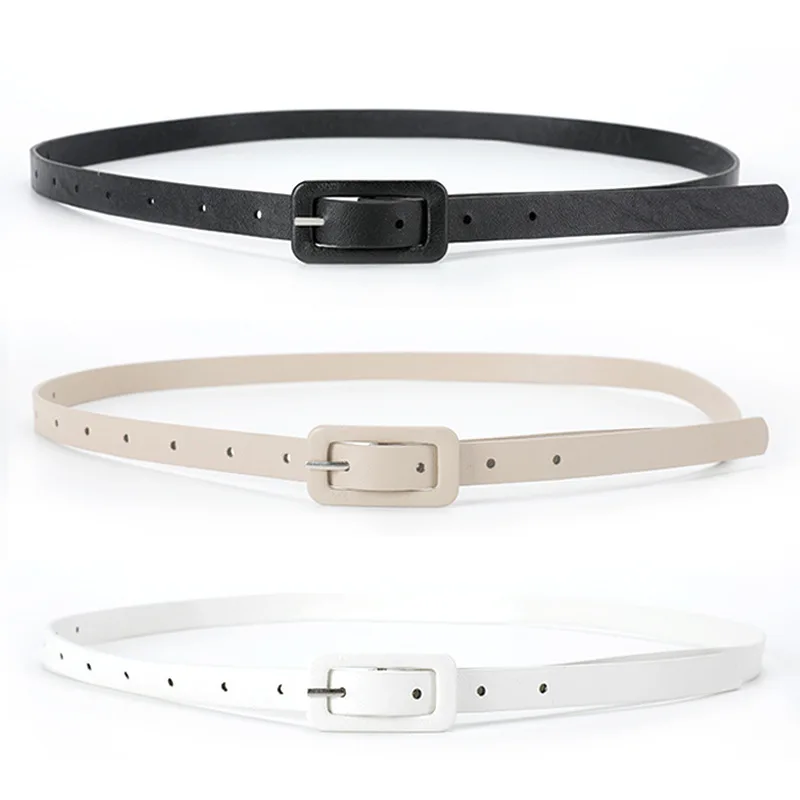 Women Fashion Belt Narrow Thin Leather Waistband Belt Women Accessories Candy Colors Metal Buckle Spring Gifts Ladies Small Belt
