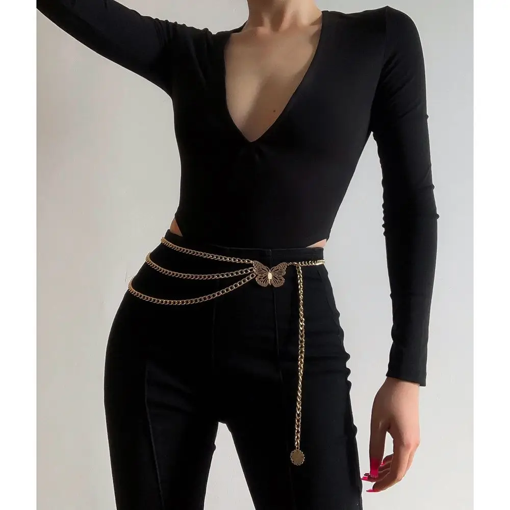 

Classic Fashion Metal Dress Accessories Hollow Out Tassel Gold Silver Gift For Women Sexy Belt Waist Chain Body Chain