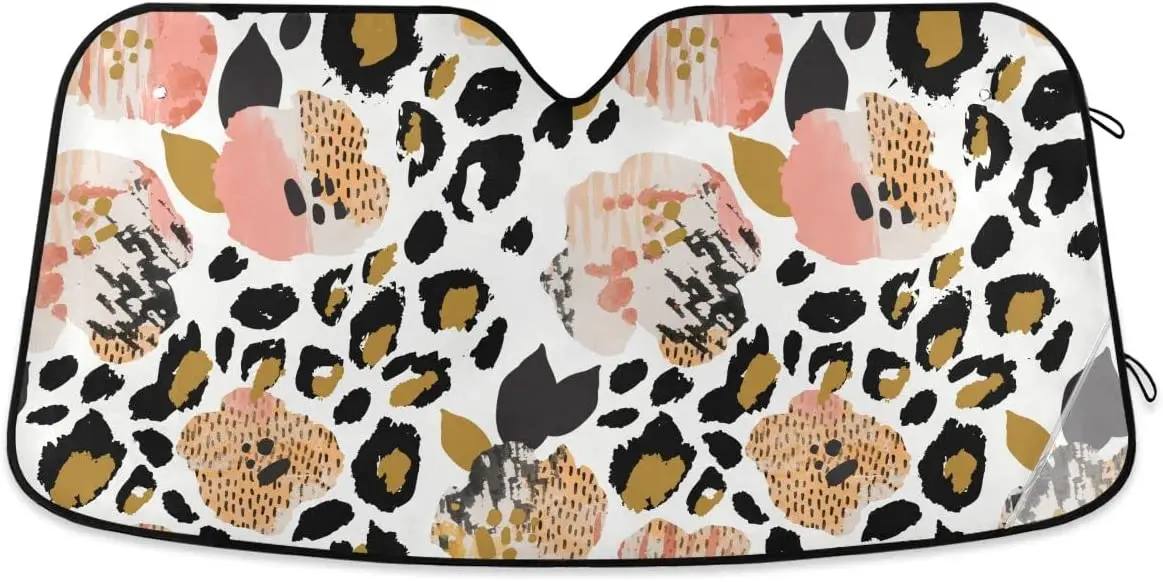 

Xigua Леопардовый автомобильный солнцезащитный козырек для лобового стекла складной солнцезащитный козырек для блоков УФ-лучей и сохраняет прохладу транспортного средства для большинства седанов SUV CZ