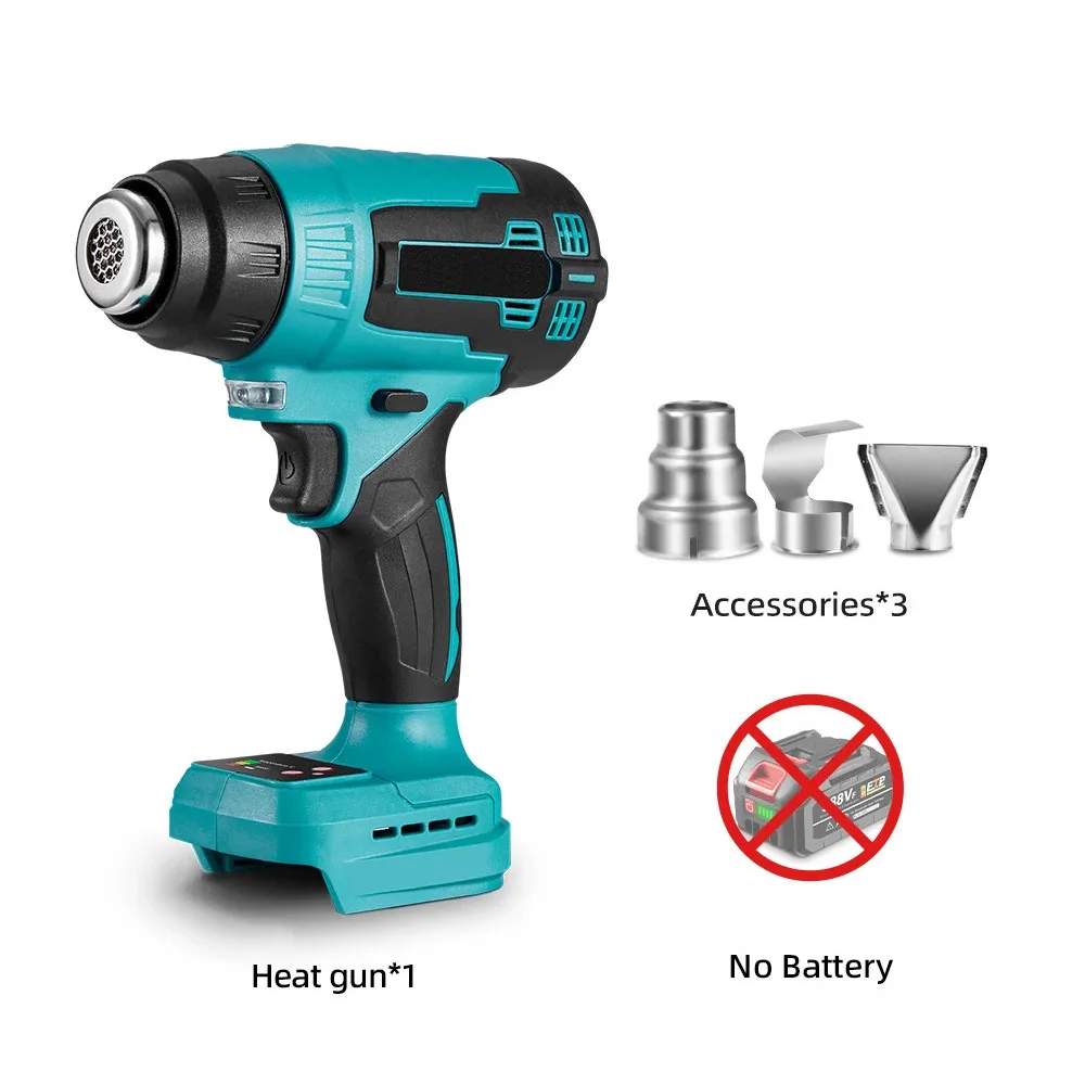 

Беспроводной тепловой пистолет 2000 Вт, электрический фен для литиевой батареи Makita 18 В, защита от высоких и низких температур и перегрузки