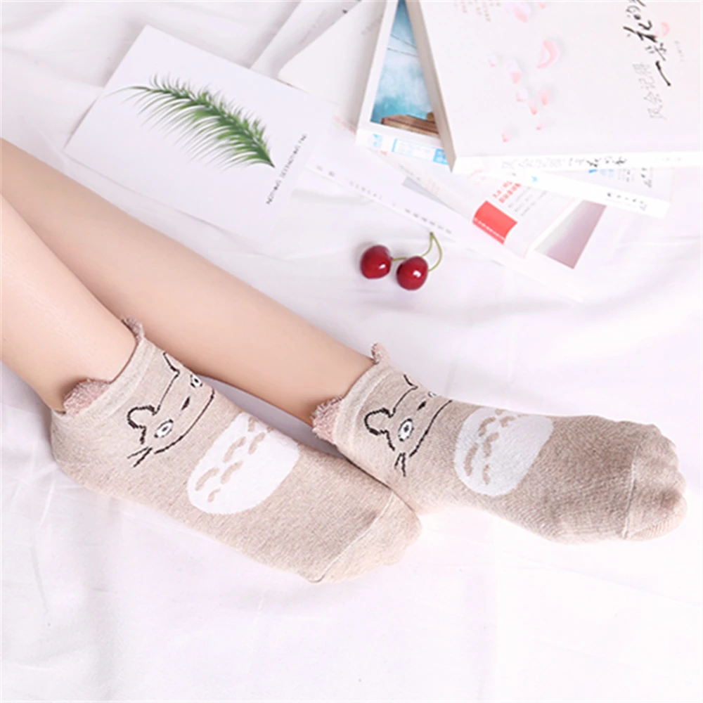 1 Pair Cartoon Totoro Ankle Socks Funny Fashion Cute Cat Anime Women Sock Summer Spring Soft Cotton Happy Japanese Korean Sox