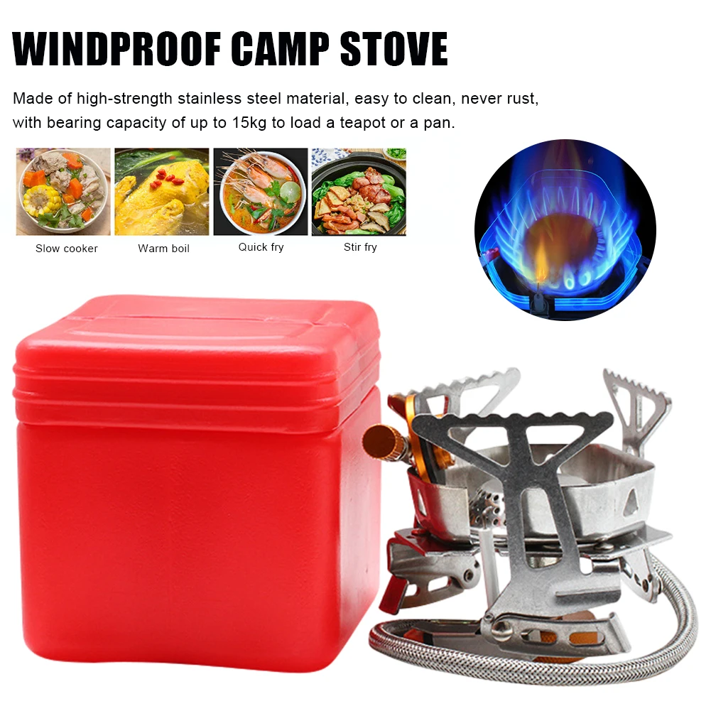 

3500W Camping Wind Proof Gas Burner Outdoor Strong Fire Stove Heater Tourism Equipment Supplies Tourist Kitchen Survival Trips