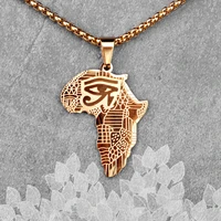 africa map gold long men necklaces pendants chain punk for boyfriend male stainless steel jewelry creativity gift wholesale