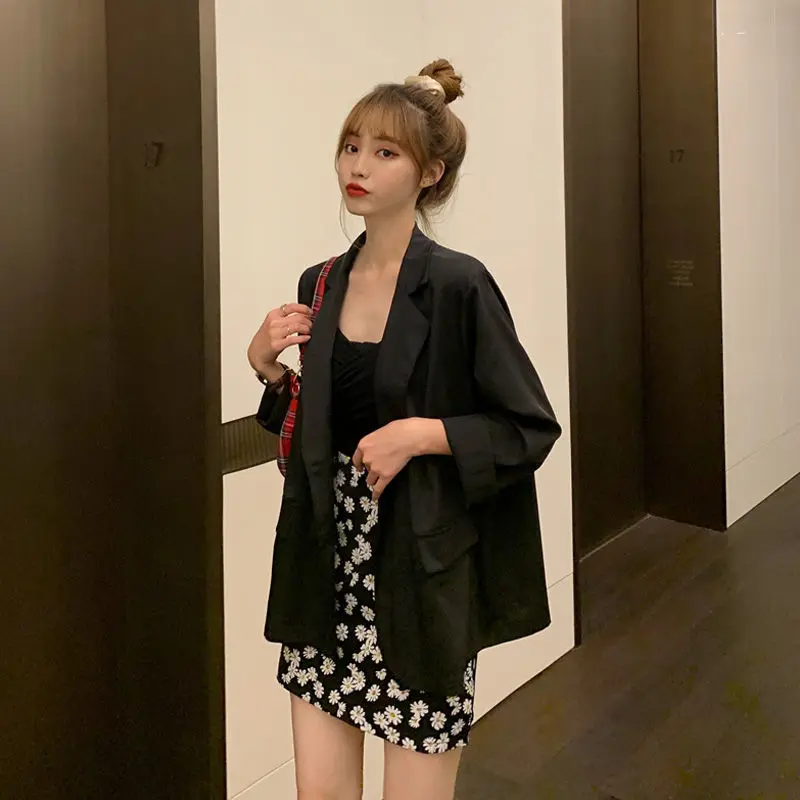F GIRLS Blazers Women Loose Pockets Summer New White Thin All-match Streetwear Outwear Classic Double Breasted Mujer Office Lady