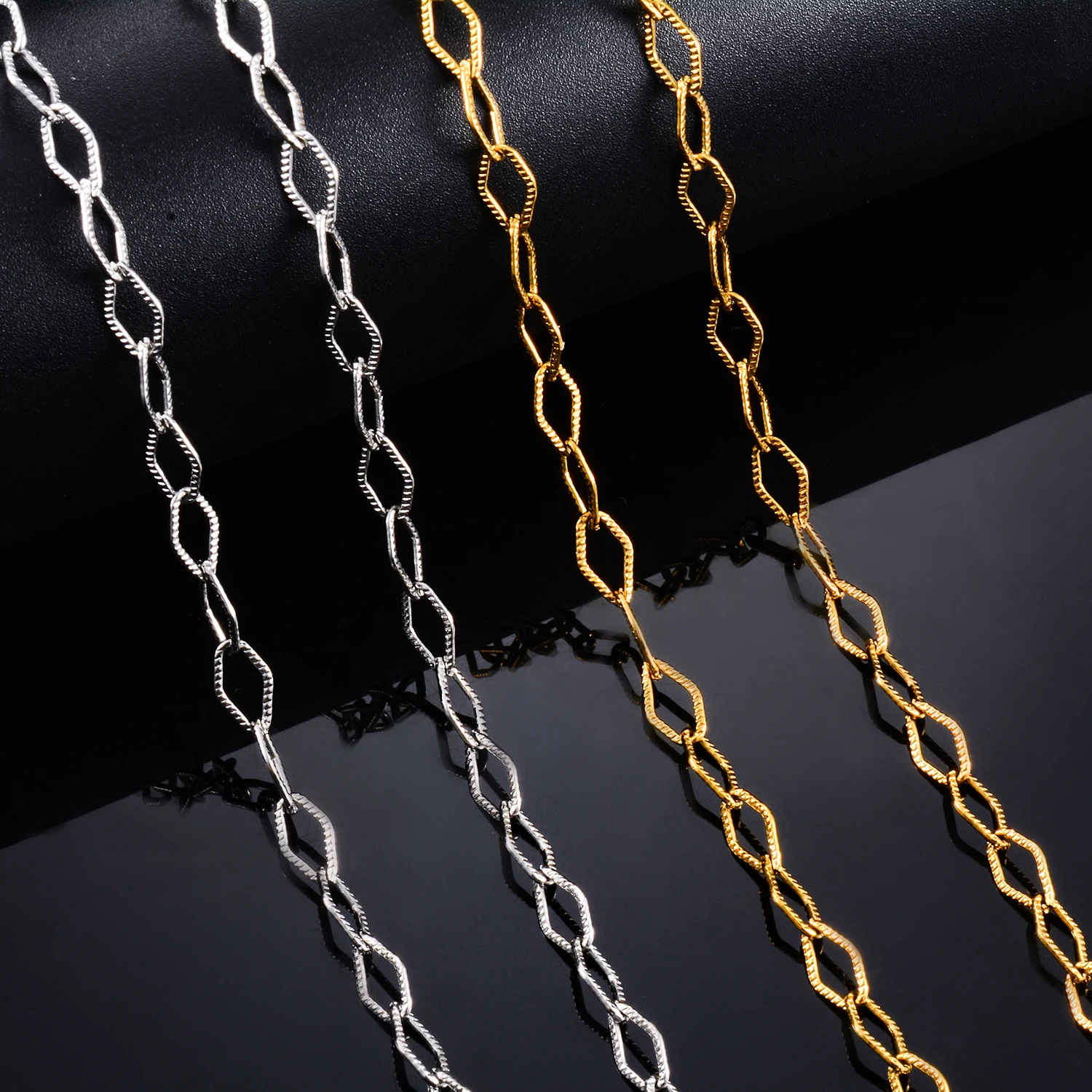 Цепочка Из Нержавеющей Стали с ромбовидными звеньями колье ручной работы