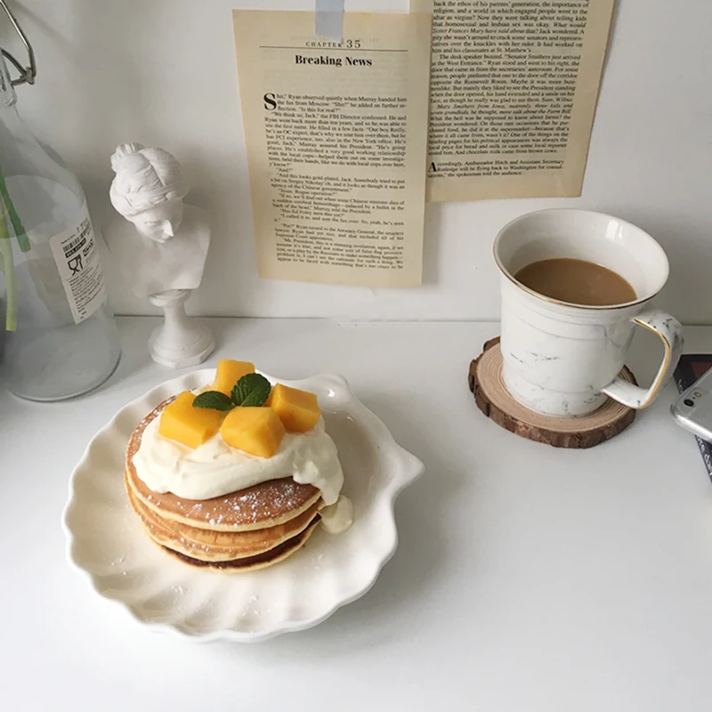 Ceramic Shell Storage Trays White Creative Dessert Breakfast Dishes Snack Fruit Plate Jewelry Organizer Containers Desktop Decor |